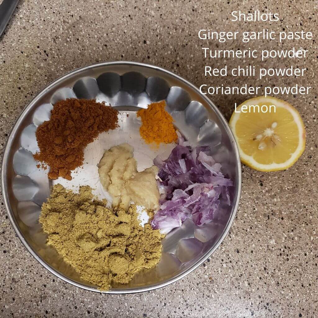 Ingredients used for fish fry.