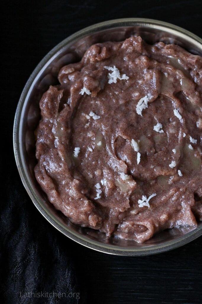 Plate of Finger millet sweet porridge.