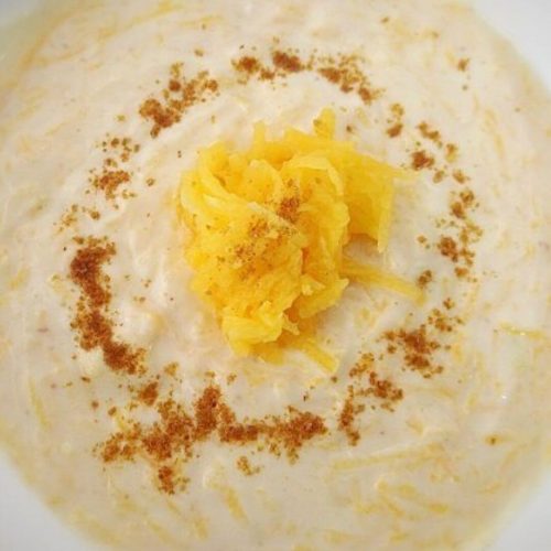 Bowl of Mango raita.
