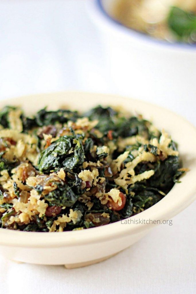Methi stir fry in a bowl.