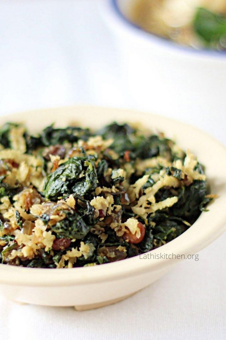 Methi stir fry in a bowl.