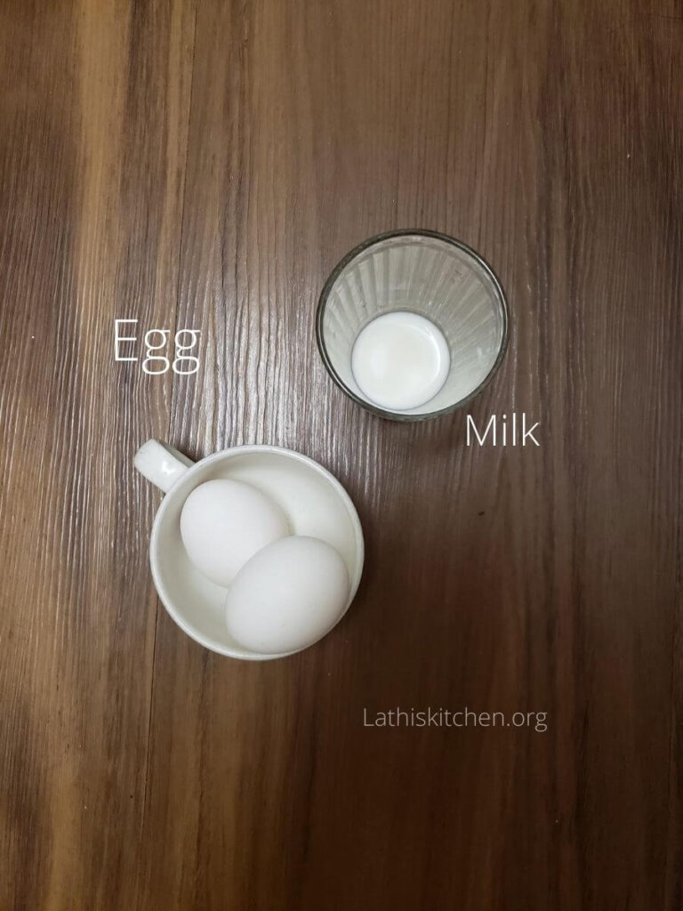 Ingredients used to make microwave scrambled eggs.