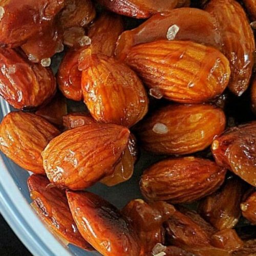 Box of honey roasted almonds.