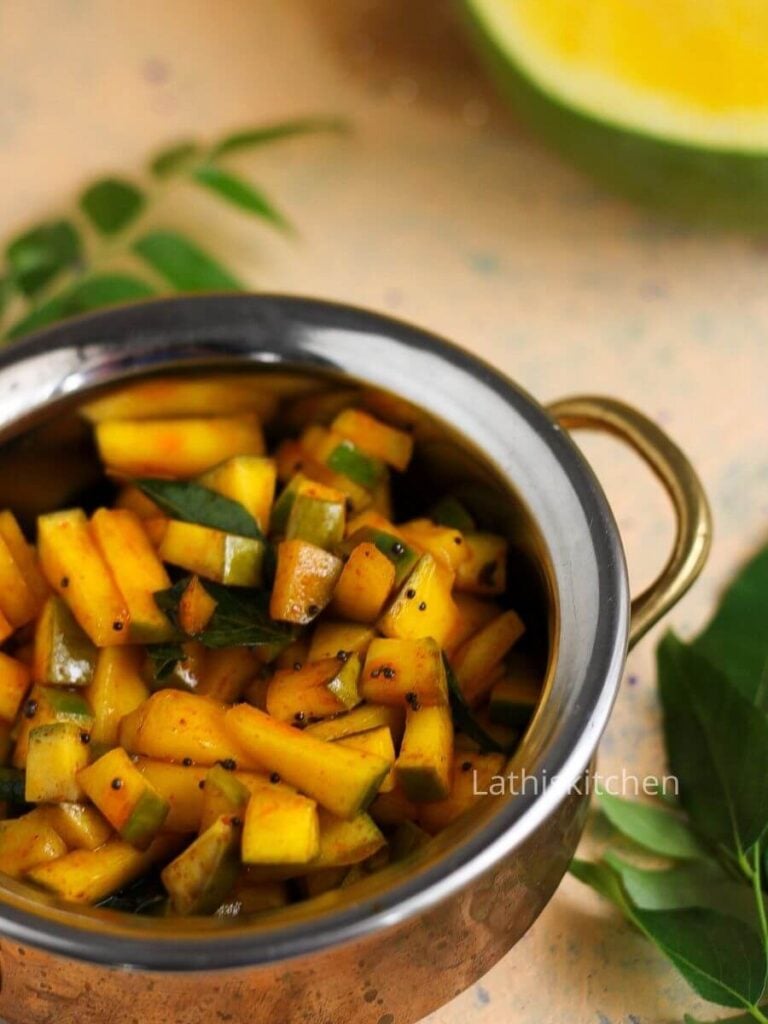 Instant mango pickle Kerala style mango pickle Lathi's Kitchen