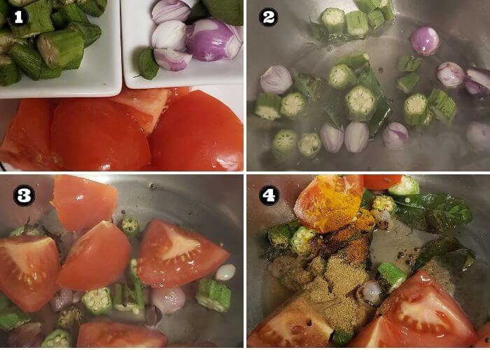 step wise instructions to make okra curry.