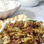 Bowl of bitter gourd stir fry.