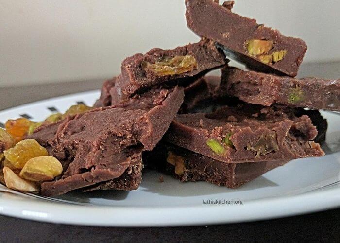 Homemade chocolate with dry fruits Perfect edible gift Lathi's Kitchen