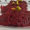 A plate with Beetroot Halwa.