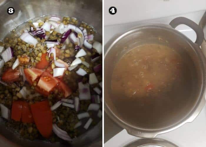 Step wise instructions to make mung bean curry.