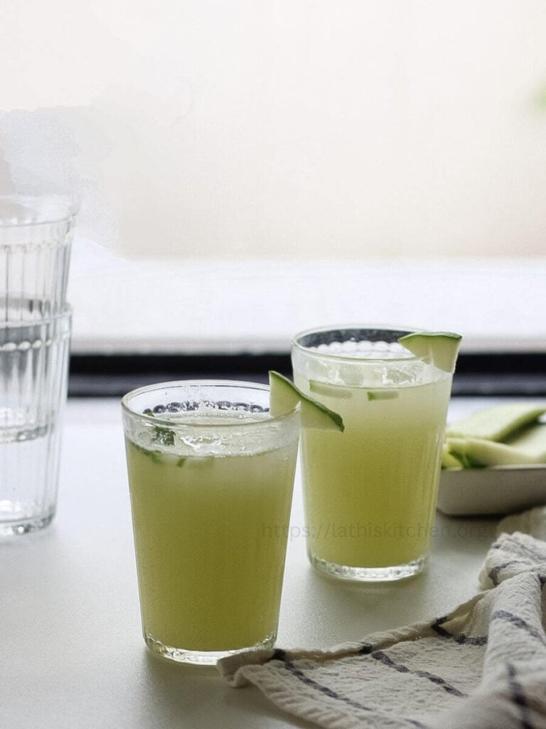 Aam Panna or raw mango cooler in glasses.