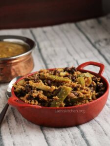 Bowl of black chana tindora masala.