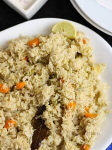 Instant pot Mint rice in a plate.