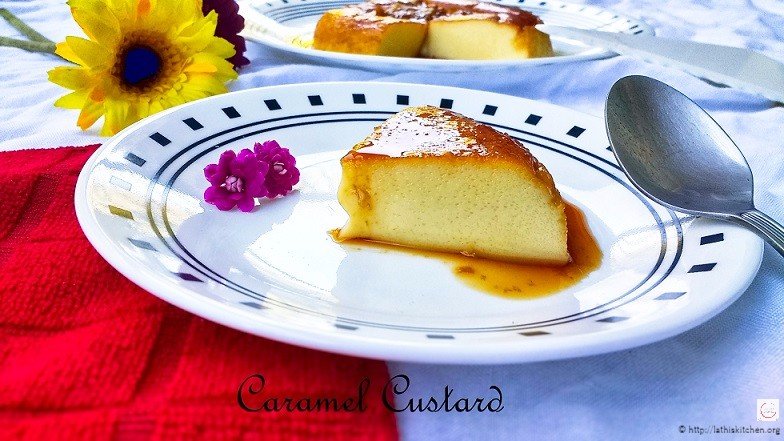 Caramel Custard in a plate.