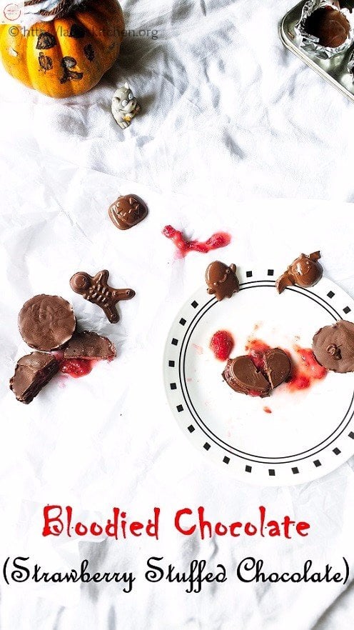 Strawberry jam filled Chocolate,Halloween treat,Kids,Chocolate,Strawberry,Easy,Vegan,Vegetarian