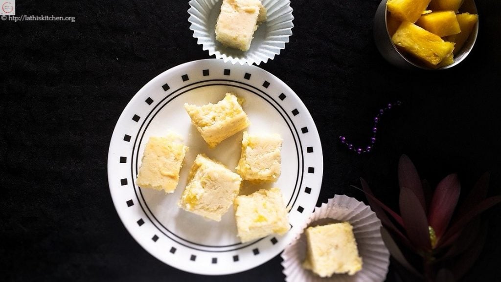Pineapple Burfi,Baked,Easy,Dessert,Kids,Sweets,fruit