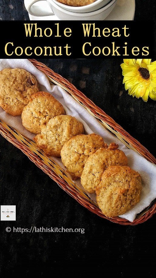 Whole Wheat Coconut Cookies, Coconut Cookies,Cookies,Baking,Kids,Snack,