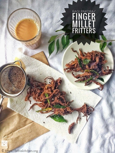 Ragi Pakoda.Ragi,Fritters,Easy,Frying,Snack,Tea time,Ragi