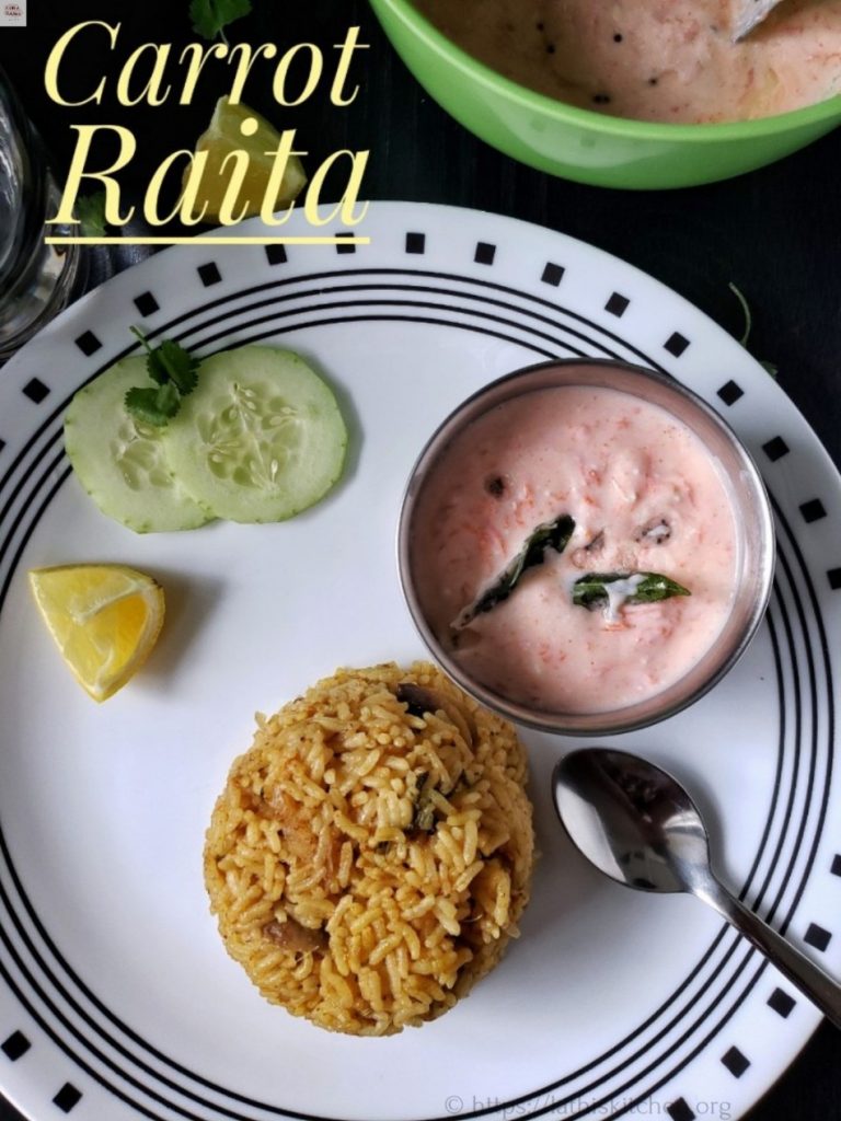 Carrot Raita,Raita,Vegetarian,accompaniments,Carrots,Easy,yogurt