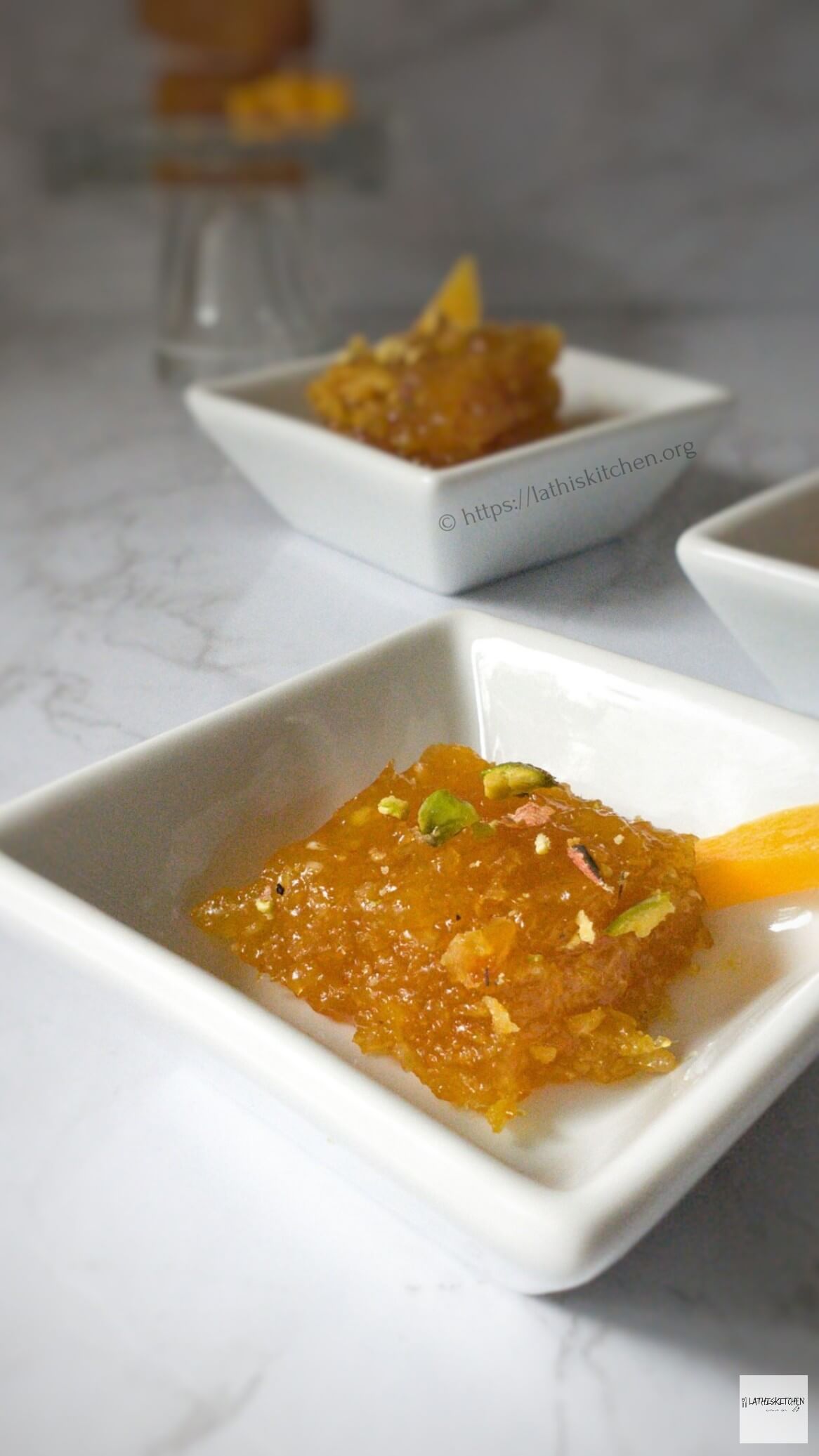 Bowls with Mango Coconut burfi.