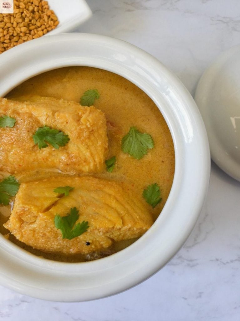 Bowl of Kerala fish curry.
