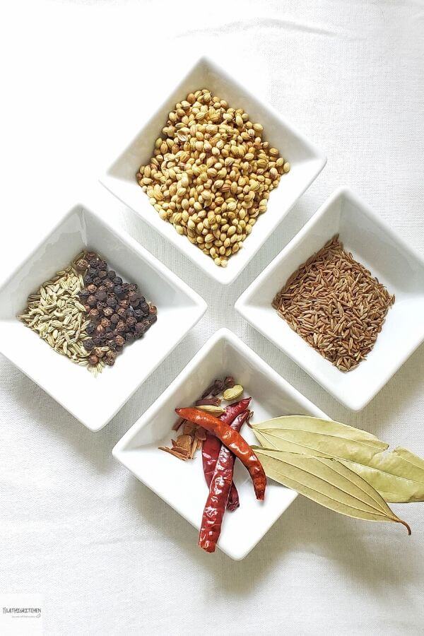 Ingredients to make Kadai Masala.