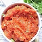 Bowl of tomato thokku.