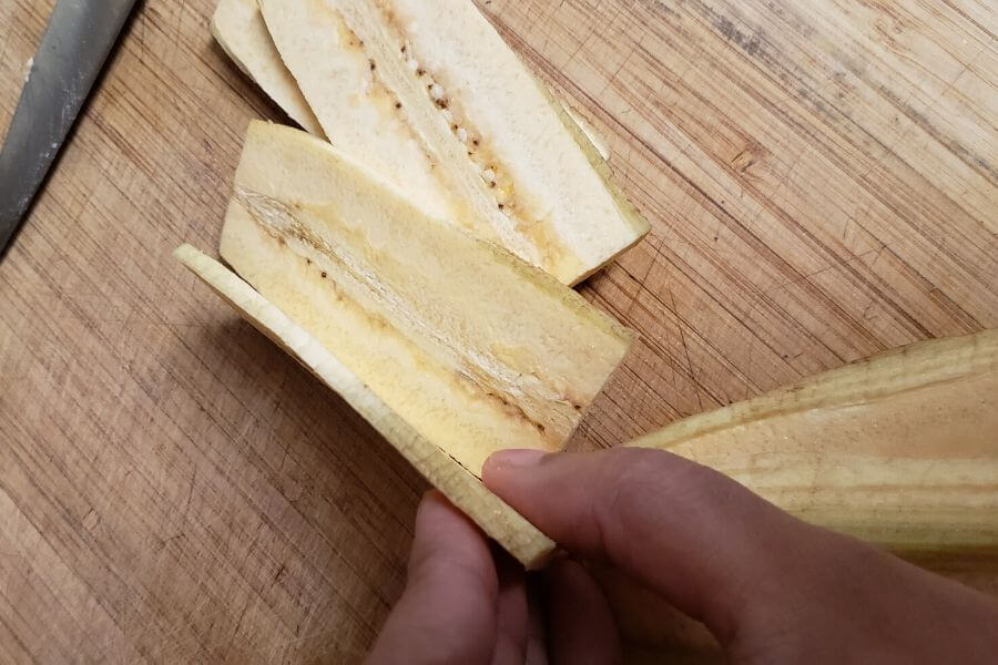 A slice of Raw banana.
