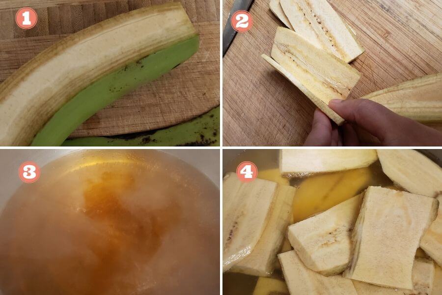 Step wise pictures to make vazhakai fry.