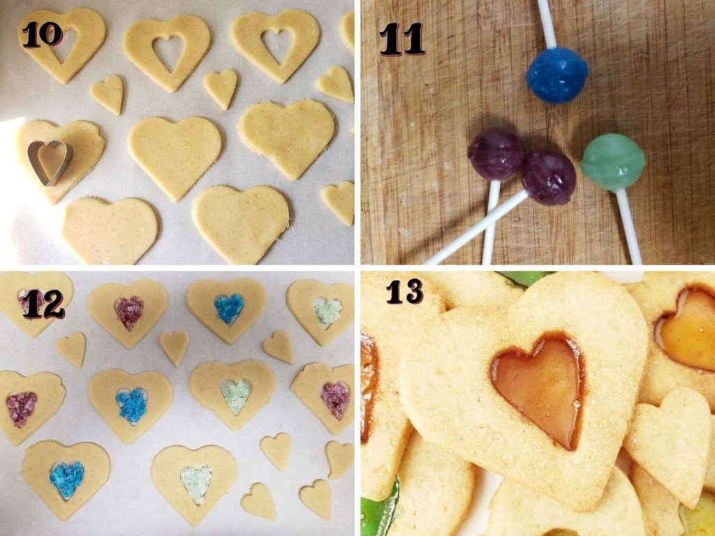Step wise instructions to make stained glass cookies.