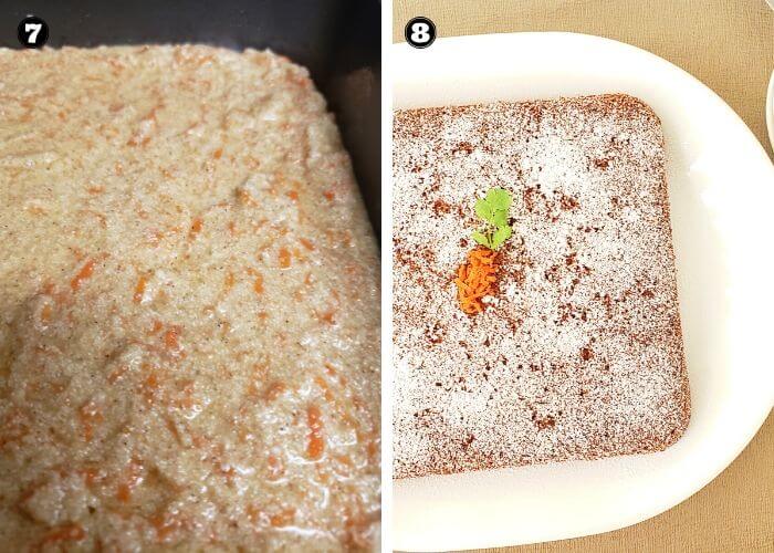 step wise instructions to make carrot cake.