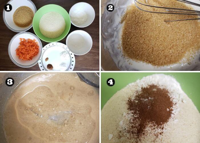 step wise instructions to make carrot cake.