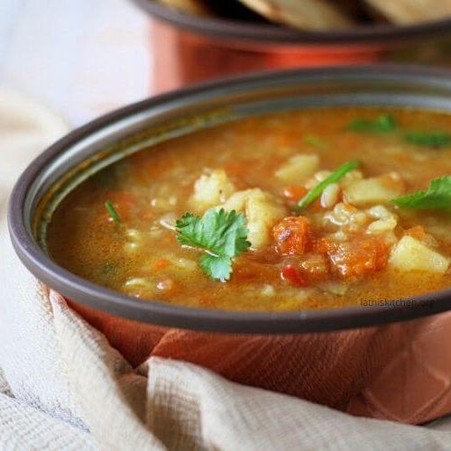 Close up of Aloo Carrot curry.