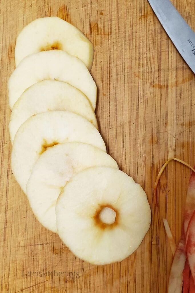 Apple peeled, cored and sliced.