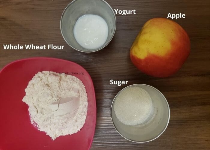Ingredients used to make Whole Wheat Apple Jalebi.