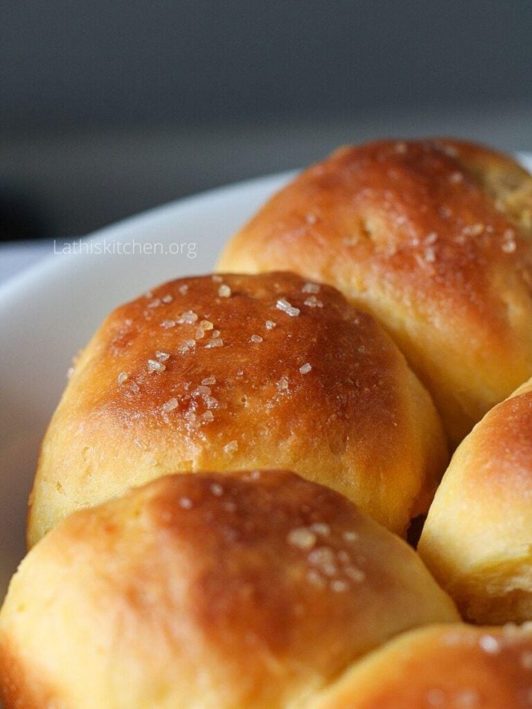 Sugar crusted sweet potato rolls.