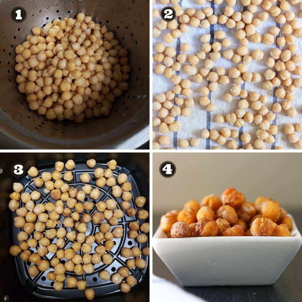 Step wise instructions to make air fried Chickpeas.